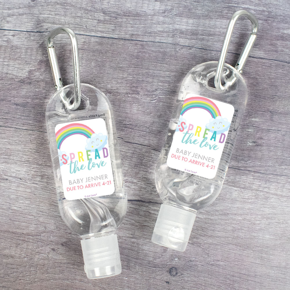 Personalized Baby Shower Spread The Love Hand Sanitizer with Carabiner ...