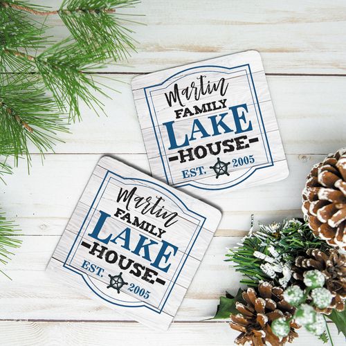 Personalized Neoprene Coaster, Lake House (Set of 4)