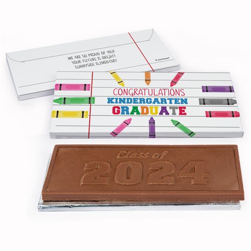 Deluxe Personalized Crayon Grad Graduation Embossed Chocolate Bar in Gift Box