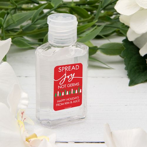 Personalized Hand Sanitizer Christmas 2 fl. oz bottle - Spread Joy Not Germs