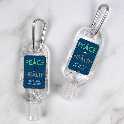 Personalized Hand Sanitizer with Carabiner 1 fl. oz bottle - Peace and Health in the New Year