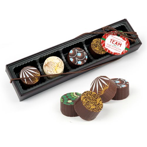Personalized Christmas Thanks For Being a Part of the Team Gourmet Belgian Chocolate Truffle Gift Box (5 Truffles)
