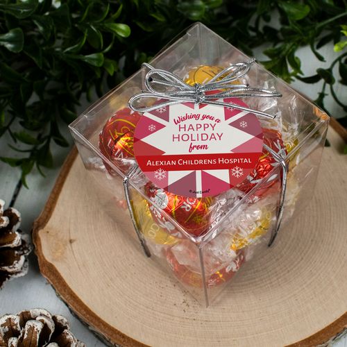 Personalized Christmas Lindor Truffles by Lindt Cube Gift - Red Snowflake
