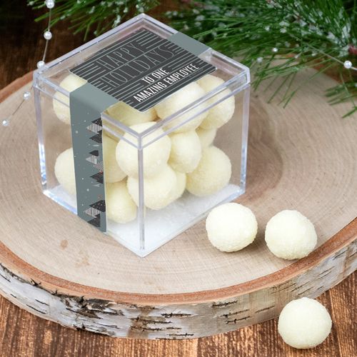 Personalized Christmas Happy Holidays JUST CANDY® favor cube with Premium Sugar Cookie Bites