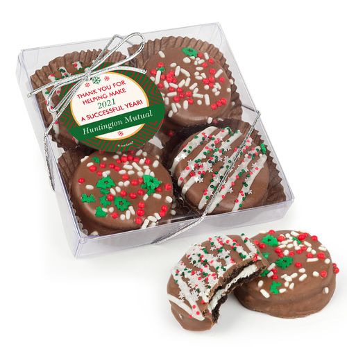 Personalized Christmas Ugly Sweater Gourmet Belgian Chocolate Covered Oreos 4pc Gift Box