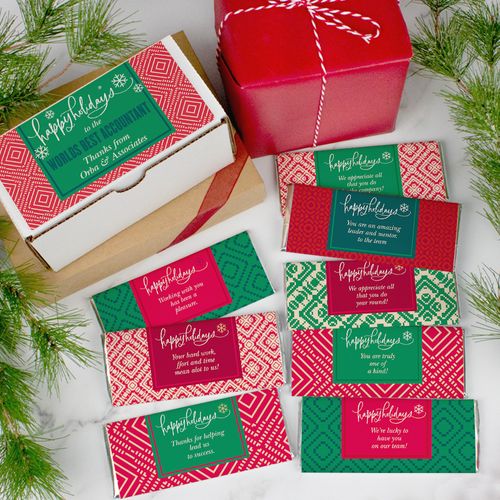 Personalized Ugly Christmas Sweater - Belgian Chocolate Bars Gift Box - 8 Pack