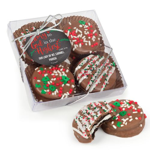 Personalized Christmas Glory to God in the Highest Gourmet Belgian Chocolate Covered Oreos 4pc Gift Box
