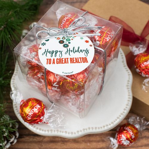 Personalized Christmas Lindor Truffles by Lindt Cube Gift - Stars and Snowflakes