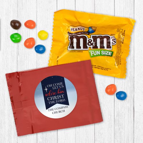 Personalized Christmas Oh Come Lets Adore Him - Peanut M&Ms