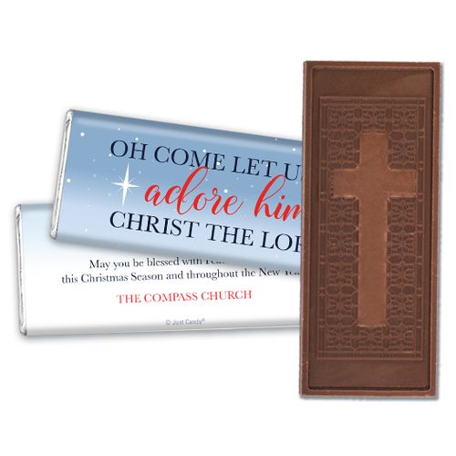 Personalized Christmas Embossed Cross Chocolate Bar Oh Come Let Us Adore Him
