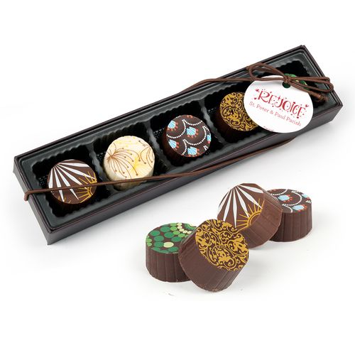 Personalized Christmas Rejoice Gourmet Belgian Chocolate Truffle Gift Box (5 Truffles)
