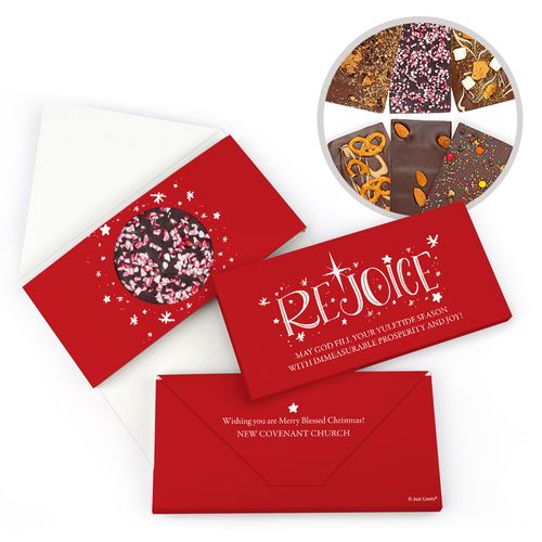 Personalized Christmas Rejoice Gourmet Infused Belgian Chocolate Bars (3.5oz)