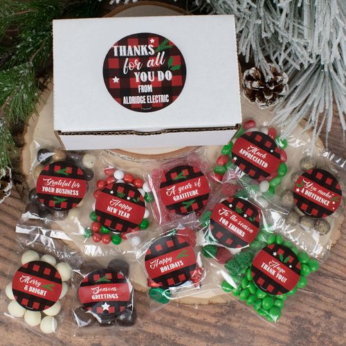 Personalized Christmas Buffalo Print Care Package Candy Gift Box