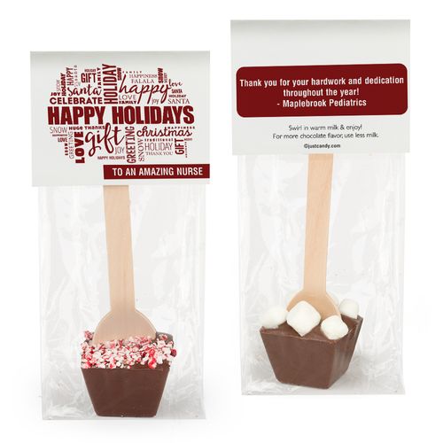 Personalized Happy Holidays Word Cloud Hot Chocolate Spoon