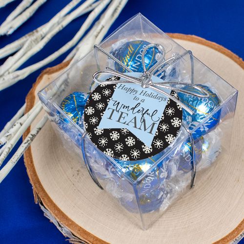 Personalized Christmas Lindor Truffles by Lindt Cube Gift - Ribbon Snowflakes