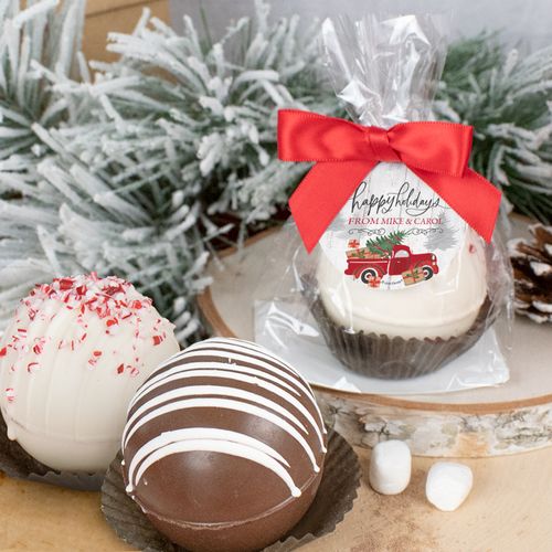 Personalized Christmas Hot Cocoa Bomb - Rustic Red Truck