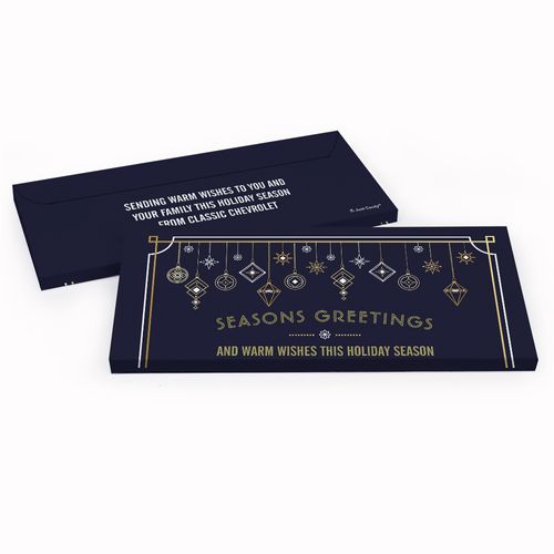 Deluxe Personalized Christmas Deco in Blue and Gold Chocolate Bar in Gift Box