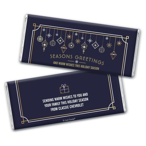 Personalized Christmas Chocolate Bars - Holiday Deco in Blue and Gold