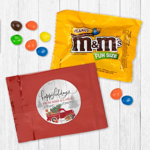 Personalized Christmas Rustic Red Truck - Peanut M&Ms