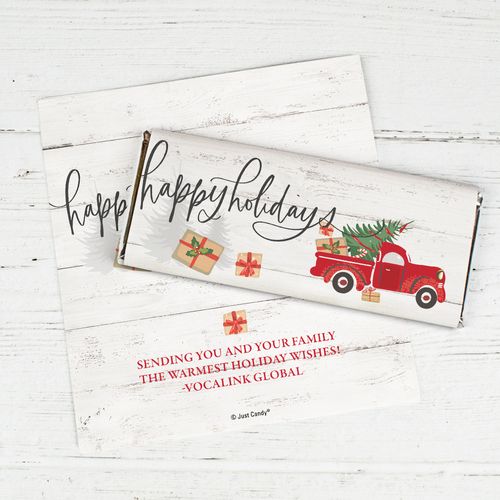 Personalized Christmas Chocolate Bar Wrappers Only - Rustic Red Truck