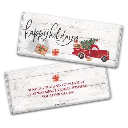 Personalized Christmas Chocolate Bars - Rustic Red Truck