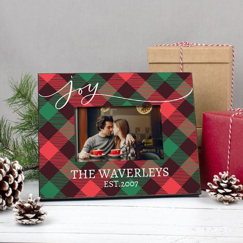 Personalized Picture Frame - Christmas Joy Plaid