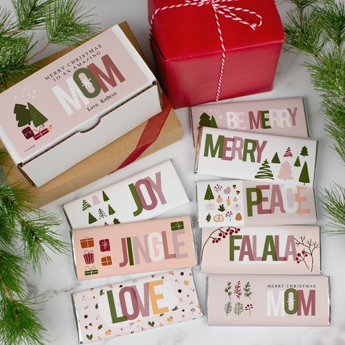 Personalized To an Amazing Mom Belgian Chocolate Bars Gift Box - 8 Pack