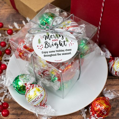 Personalized Christmas Lindor Truffles by Lindt Cube Gift - Merry and Bright