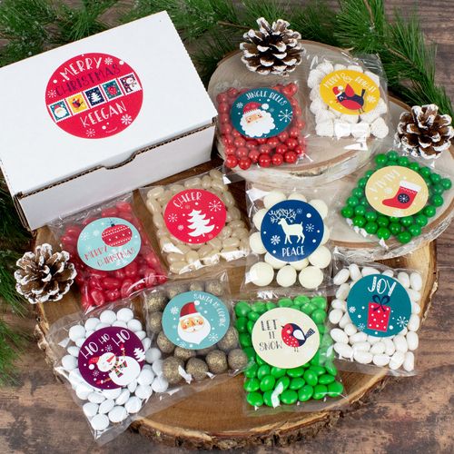 Personalized Christmas Merry Modern Christmas Care Package Candy Gift Box