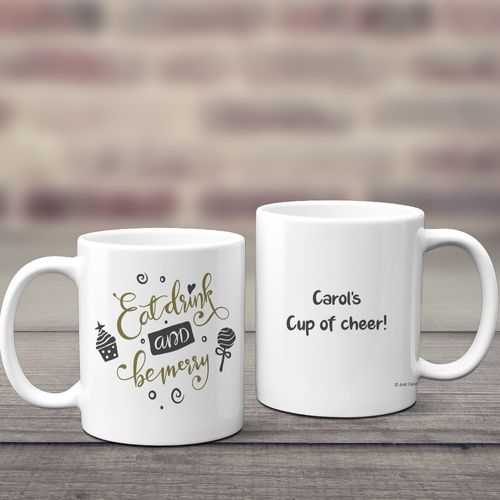 Personalized Eat Drink and Be Merry 11oz Mug Empty