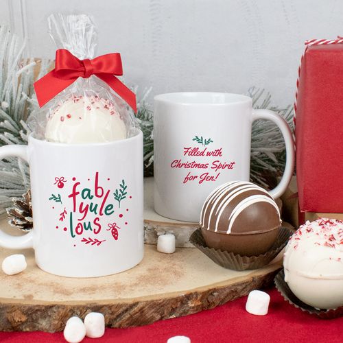 Personalized Christmas 11oz Mug with Hot Chocolate Bomb - Fab-Yule-Lous