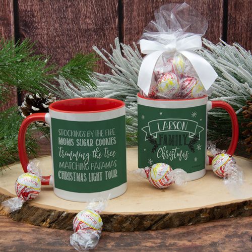 Personalized Family Christmas Traditions 11oz Mug with Lindt Truffles