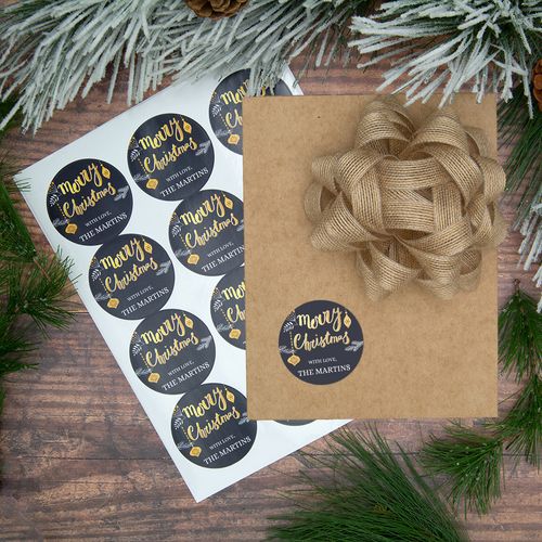 Personalized Foil Merry Christmas Labels (72 Pack)