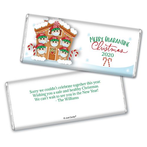 Personalized Christmas Quarantine Family of 6 Chocolate Bar Wrappers Only