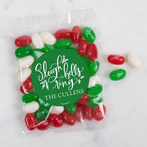 Personalized Christmas Candy Bag with Jelly Belly Jelly Beans - Sleigh Bells