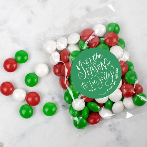 Personalized Christmas Tis the Season Candy Bags with Just Candy Milk Chocolate Minis