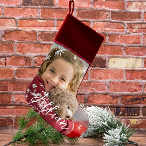 Custom Christmas Stocking Photo Upload Choose Word