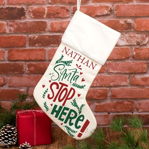 Custom Christmas Stocking Santa Stop Here
