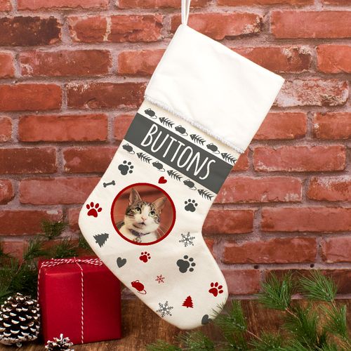 Custom Christmas Stocking Cat Photo