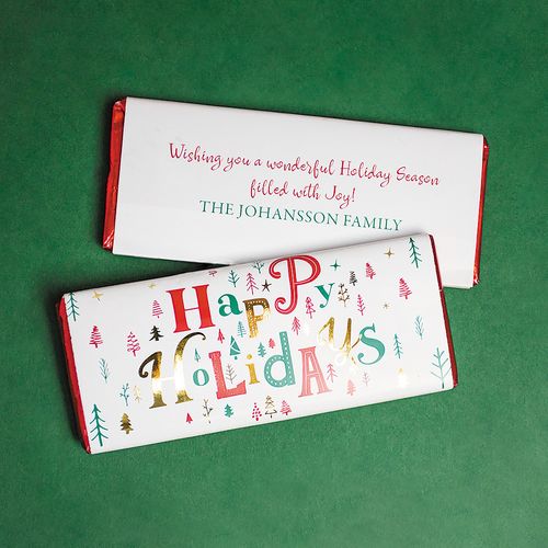 Personalized Christmas Happy Holidays Chocolate Bars