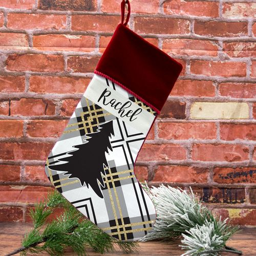 Custom Christmas Stocking Plaid Icon Tree