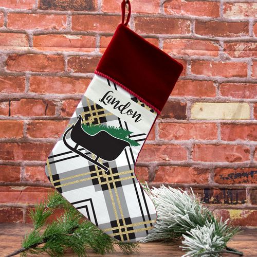 Custom Christmas Stocking Plaid Icon Sleigh