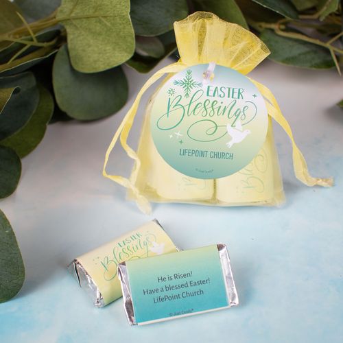 Personalized Easter Blessings Hershey's Miniatures in XS Organza Bags with Gift Tag
