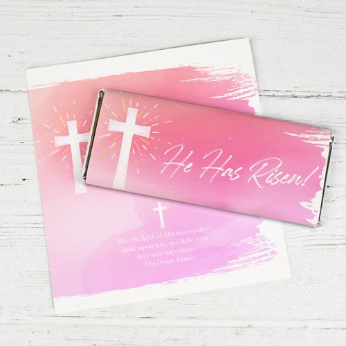 Personalized Easter Chocolate Bar Wrapper Only - He Has Risen