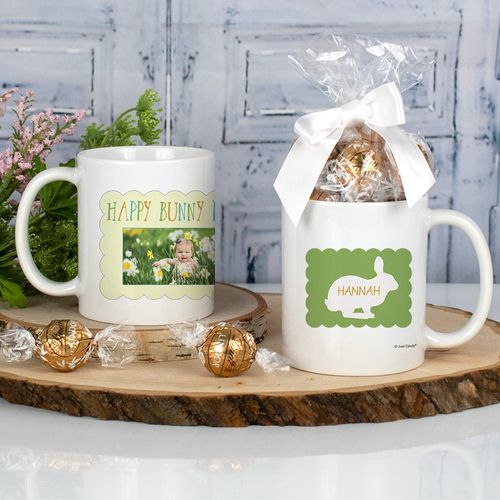 Personalized Easter 11oz Mug with Lindt Truffles - Happy Bunny Day