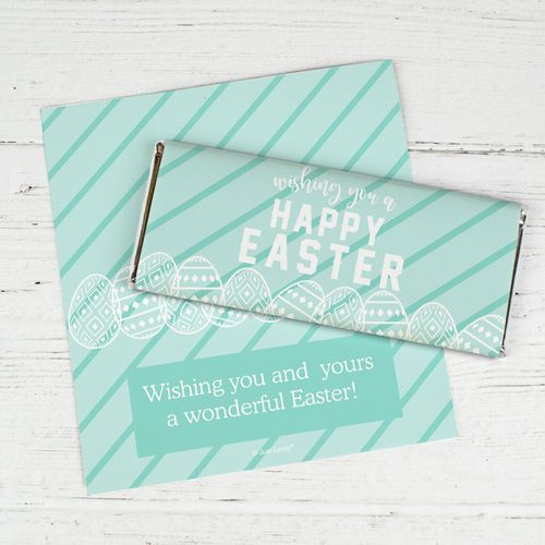 Personalized Easter Chocolate Bar Wrapper Only - Blue Easter Eggs
