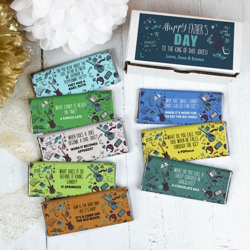 Personalized Father's Day Dad Jokes Candy Gift Box Belgian Chocolate Bars (8 Pack)