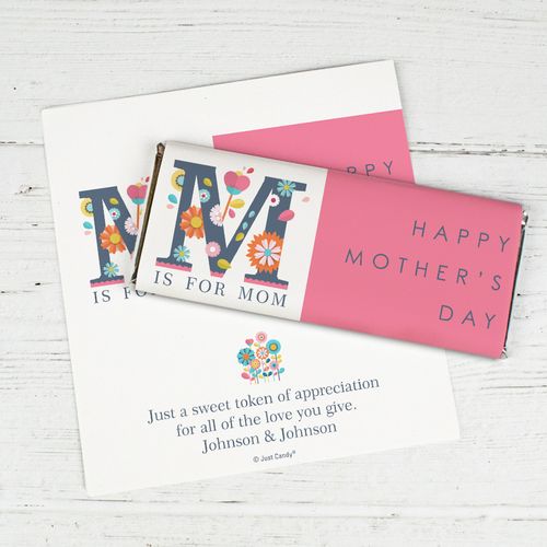 Personalized Mother's Day Chocolate Bar Wrapper Only - M is for Mom