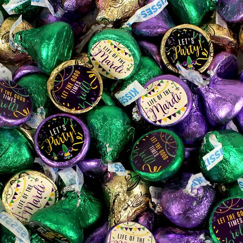 Let's Party Mardi Gras Hershey's Kisses Candy - Assembled 75 Pack