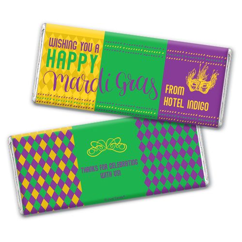 Personalized Chocolate Bar & Wrapper - Happy Mardi Gras